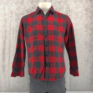 Bonobos‎ Shirt Men Large Tailored Fit Flannel Buffalo Plaid Red Black Pockets
